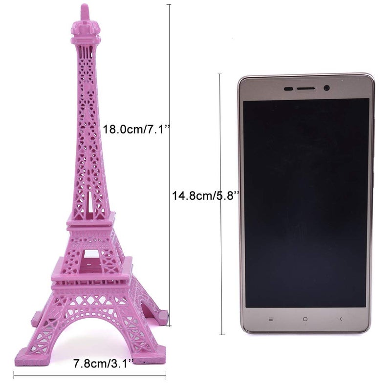 ESHATO Pink Metal Eiffel Tower Statue, 7inch Decorative Figurine Replica Stand Holder for Cake Topper Table Decor Gift Party Home Decoration - Image 2